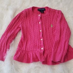 Toddler Ralph Lauren Cable-Knit Peplum Cardigan